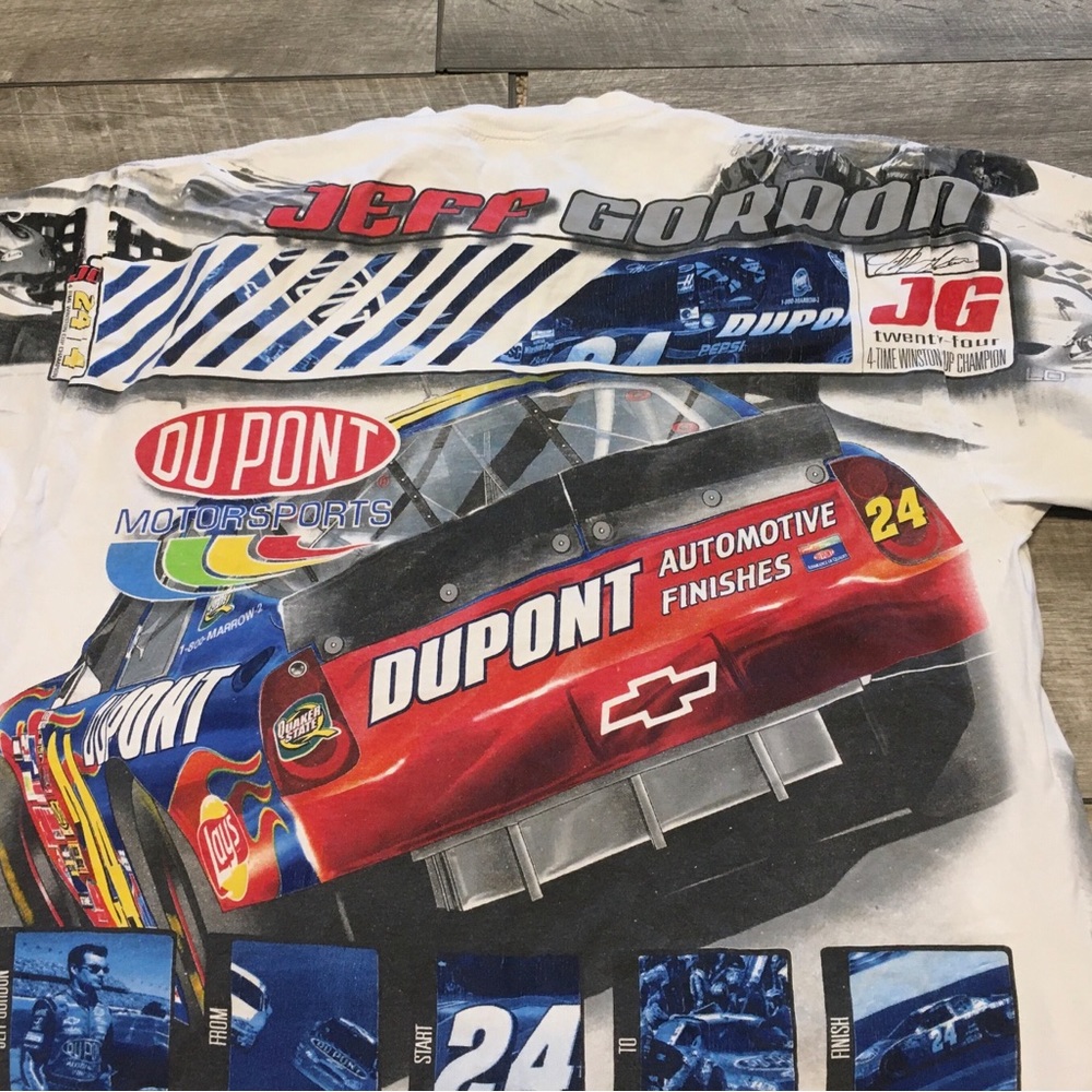 Vtg Chase Authentics Jeff Gordon All Over Racing NASCAR Mens T-shirt Tee Medium - Picture 7 of 9